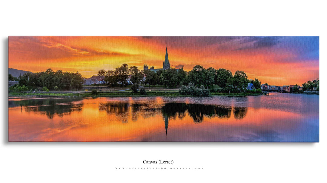 Amazing Sunset Over Nidarosdomen Domkirke In Trondheim (Canvas)