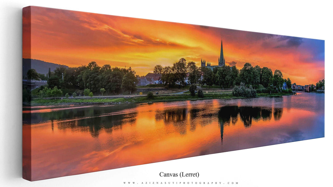 Amazing Sunset Over Nidarosdomen Domkirke In Trondheim (Canvas)