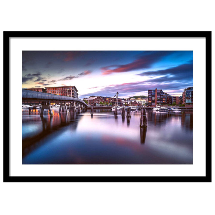 A Midnight Sunset Over Solsiden And Verftsbrua Blomsterbrua - AZIZ NASUTI ART GALLERY