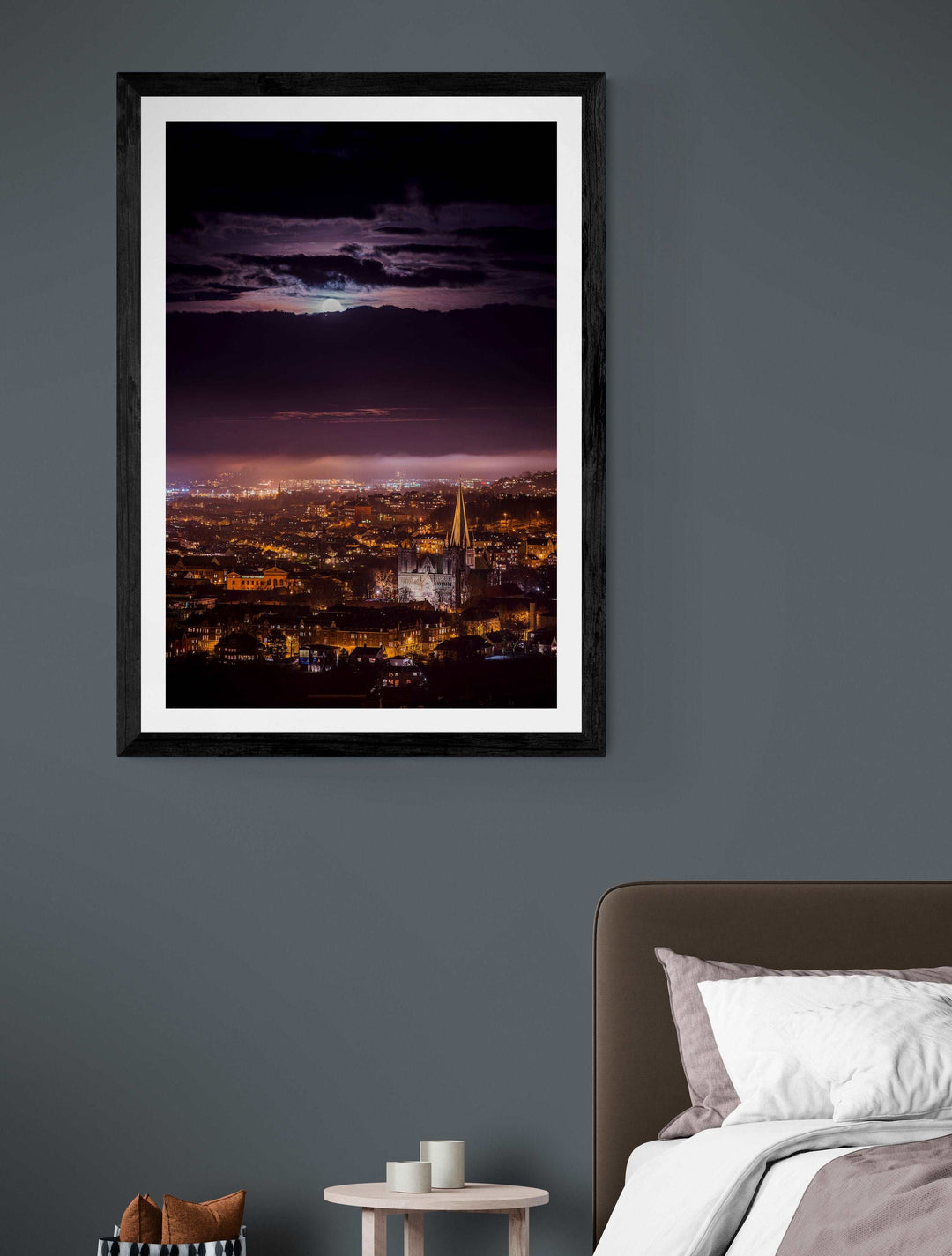 Moon Over Trondheim In A Misty Mood - AZIZ NASUTI ART GALLERY