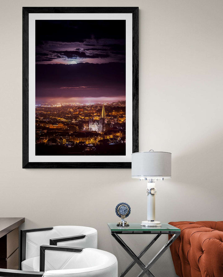 Moon Over Trondheim In A Misty Mood - AZIZ NASUTI ART GALLERY
