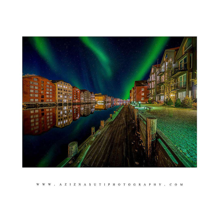 Amazing nordlys northern light over Trondheim