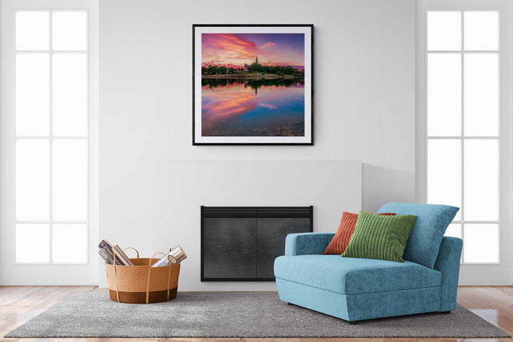 Dreamy Sunset Over Nidelva and Nidarosdomen Framed
