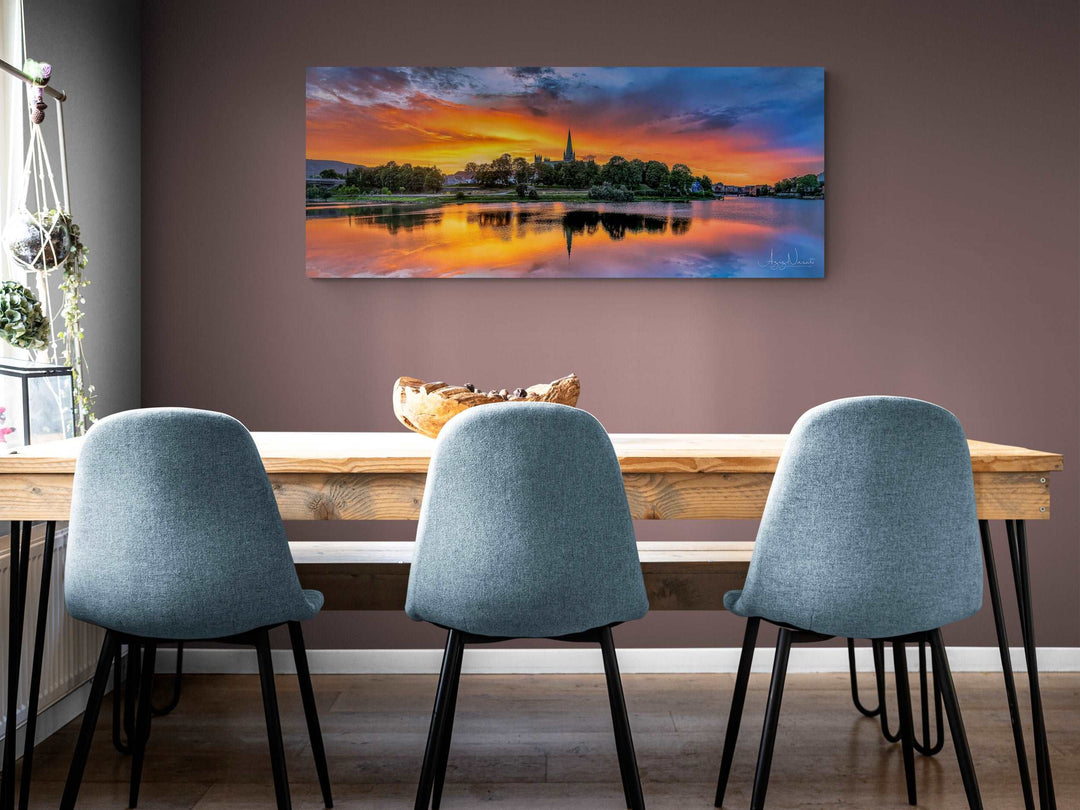 Amazing Sunset Over Nidarosdomen Domkirke In Trondheim (Canvas)