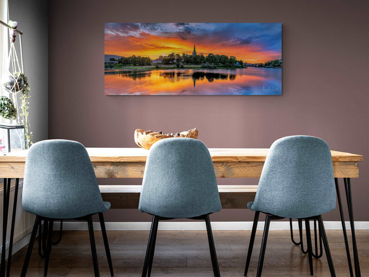 Amazing Sunset Over Nidarosdomen Domkirke In Trondheim (Canvas)
