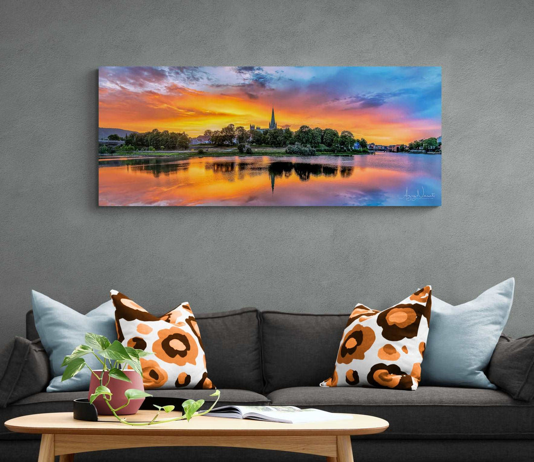 Amazing Sunset Over Nidarosdomen Domkirke In Trondheim (Canvas)
