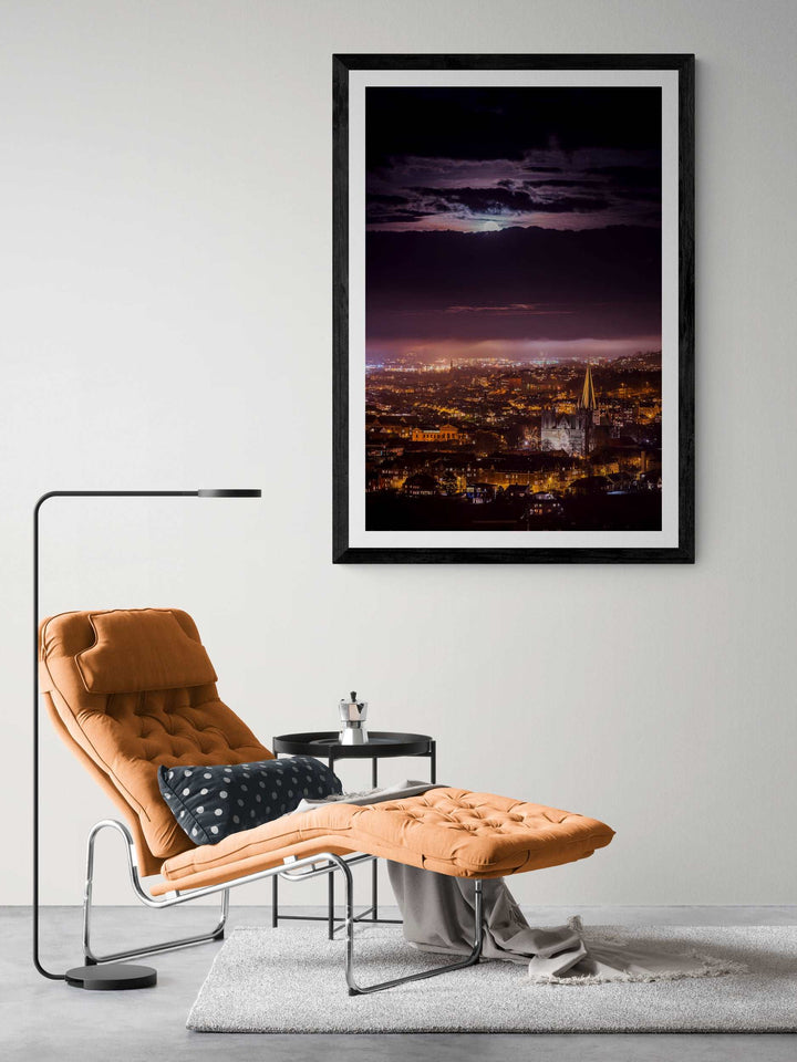 Moon Over Trondheim In A Misty Mood - AZIZ NASUTI ART GALLERY