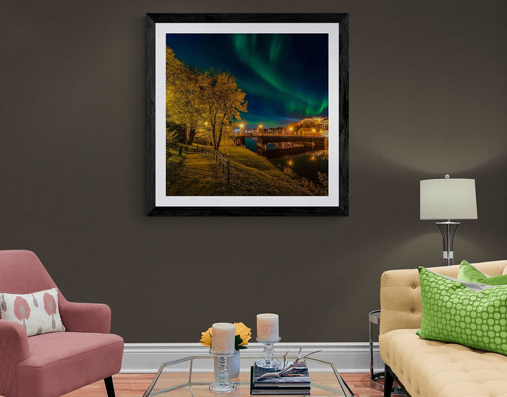 Amazing Northern Light Over Gamlebybro and Bakklandet  100X100 cm (Limited Edition) - AZIZ NASUTI ART GALLERY