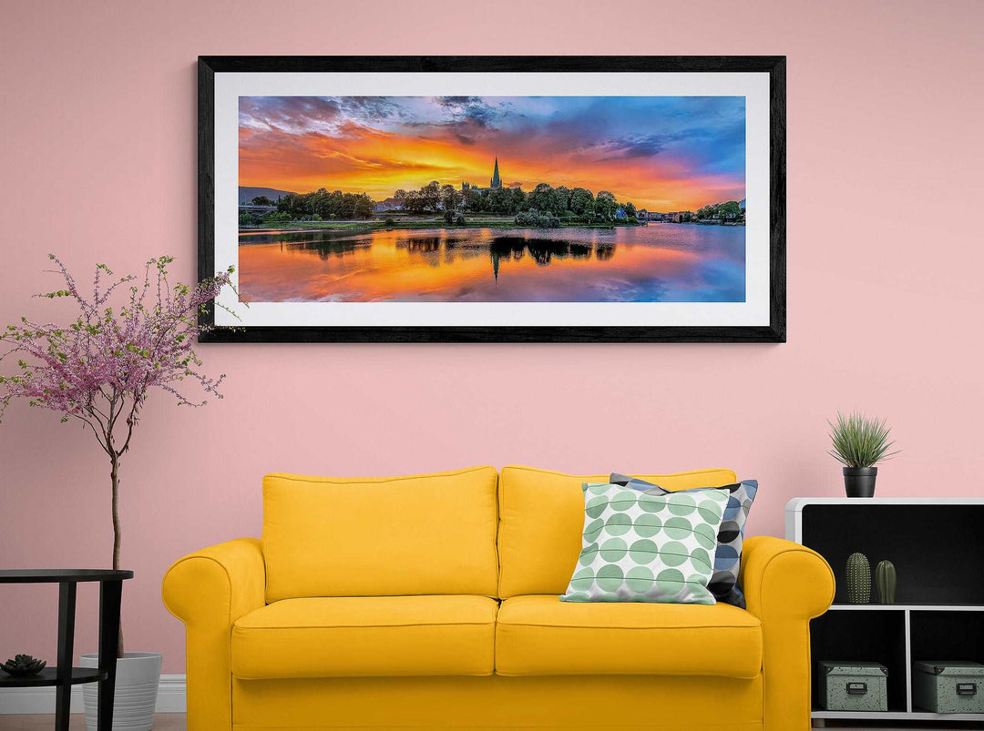 Beautiful Sunset over Nidarosdomen 160X70cm Art Glass (Limited Edition) - AZIZ NASUTI ART GALLERY