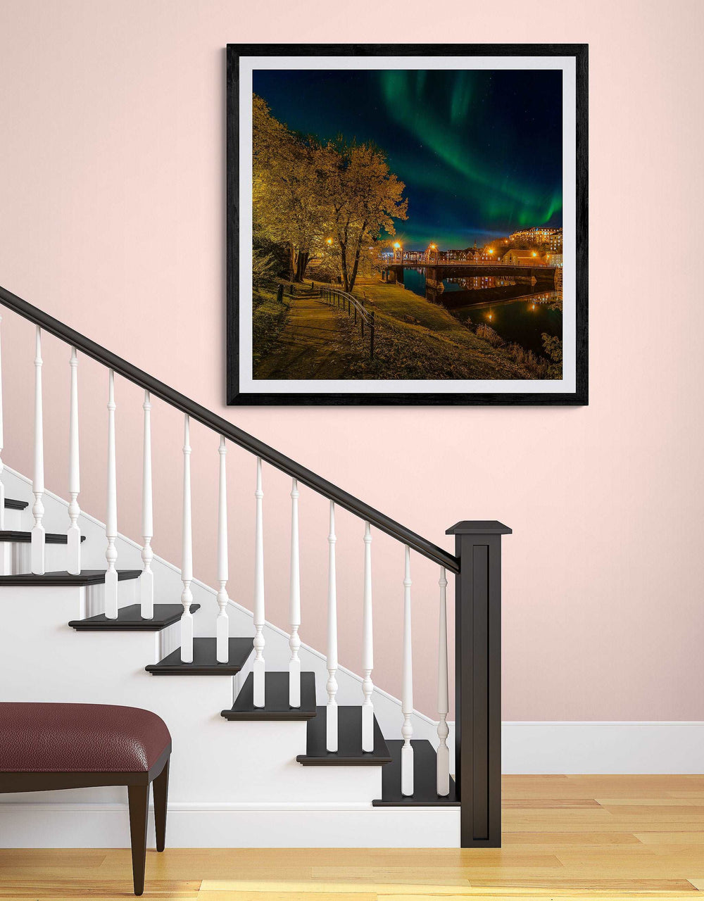 Amazing Northern Light Over Gamlebybro and Bakklandet  100X100 cm (Limited Edition) - AZIZ NASUTI ART GALLERY