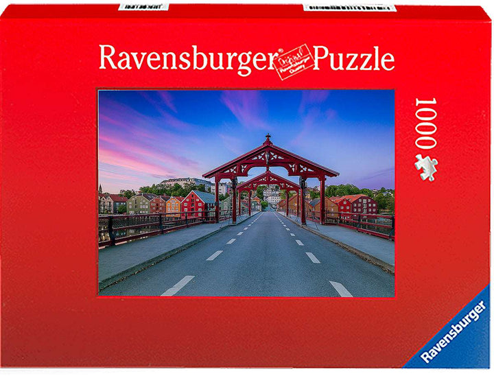 Beautiful summer sunset over Gamlebybro and Bakklandet Trondheim (Photo Puzzle) - AZIZ NASUTI ART GALLERY