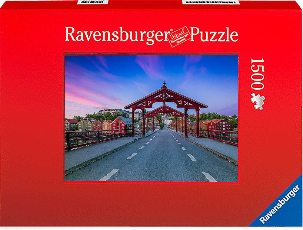 Beautiful summer sunset over Gamlebybro and Bakklandet Trondheim (Photo Puzzle) - AZIZ NASUTI ART GALLERY