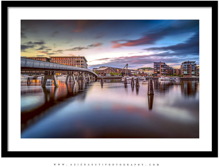 A Midnight Sunset Over Solsiden And Verftsbrua (Blomsterbrua) 70X50 cm (20%off)