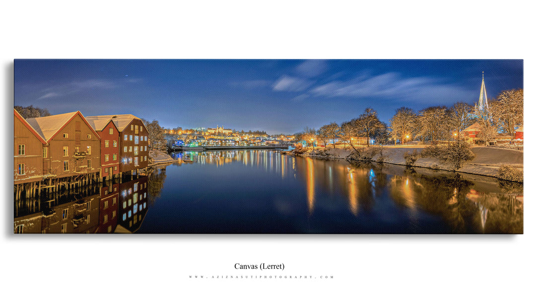 Trondheim winter night from gamlebybro towards the NTNU on Canvas (3 sizes)