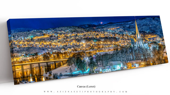 Trondheim Panorama Om Vinteren Fra Festningen (Lerret)