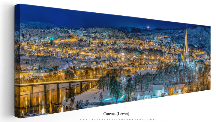 Trondheim Panorama Om Vinteren Fra Festningen (Lerret)