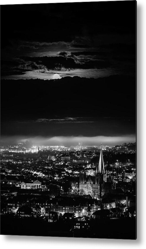 Moon Over Trondheim In A Misty Mood - AZIZ NASUTI ART GALLERY