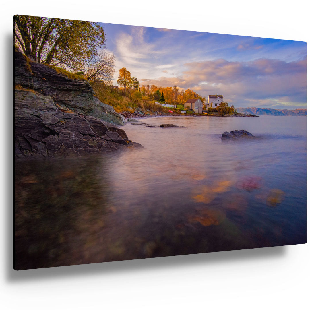 A Beautiful Autumn Sunset Over Trondheimfjorden From Ladestien Norway