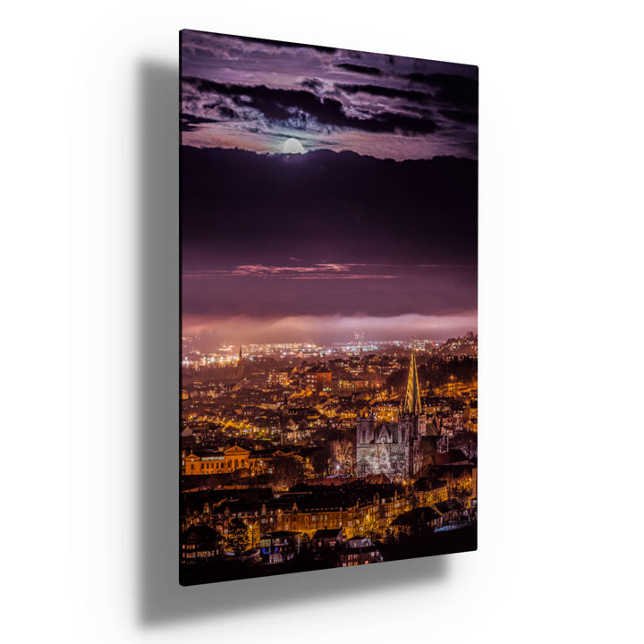 Moon Over Trondheim In A Misty Mood