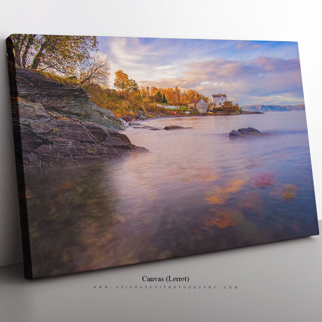 A Beautiful Autumn Sunset Over Trondheimfjorden From Ladestien Norway