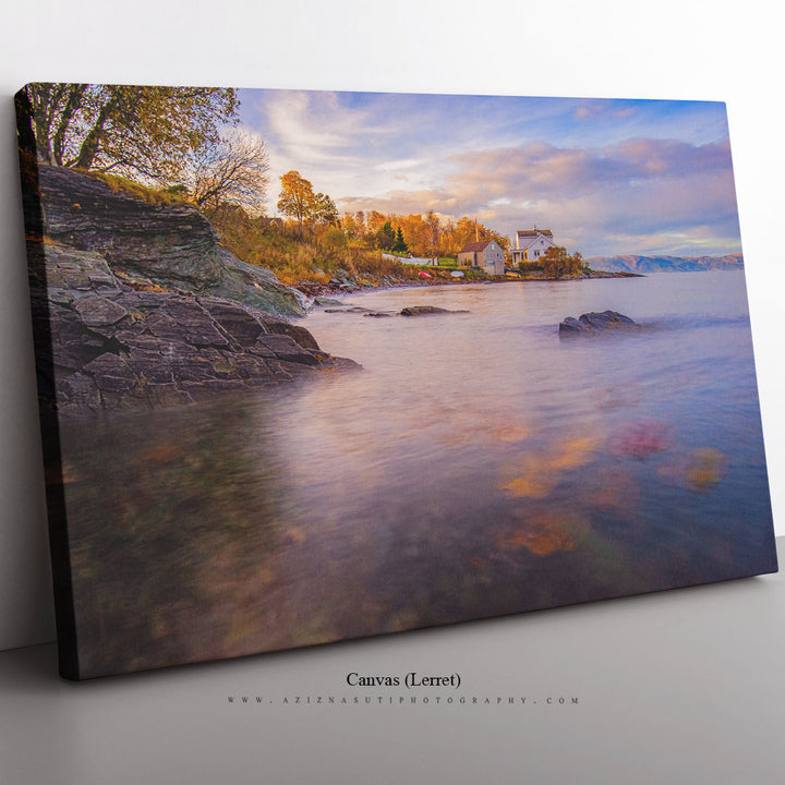 A Beautiful Autumn Sunset Over Trondheimfjorden From Ladestien Norway