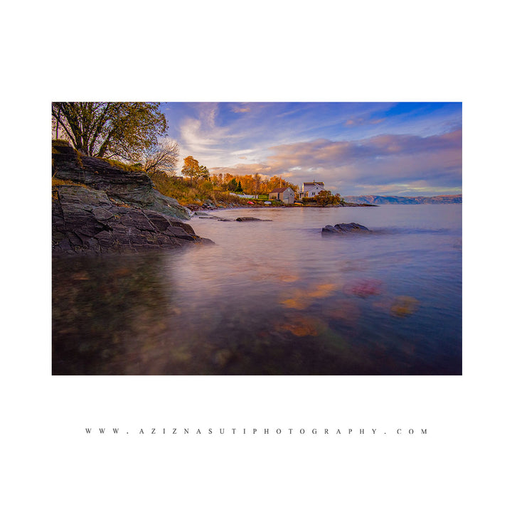 A Beautiful Autumn Sunset Over Trondheimfjorden From Ladestien Norway