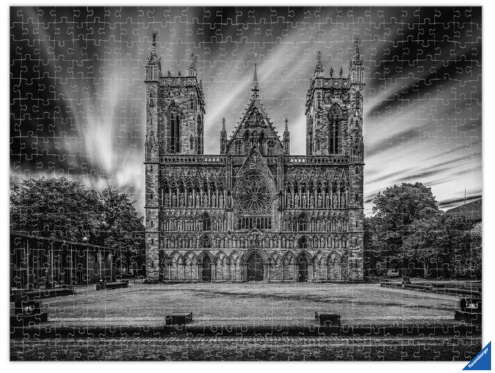 The Majestic Nidarosdomen in Black and White (Photo Puzzle) - AZIZ NASUTI ART GALLERY