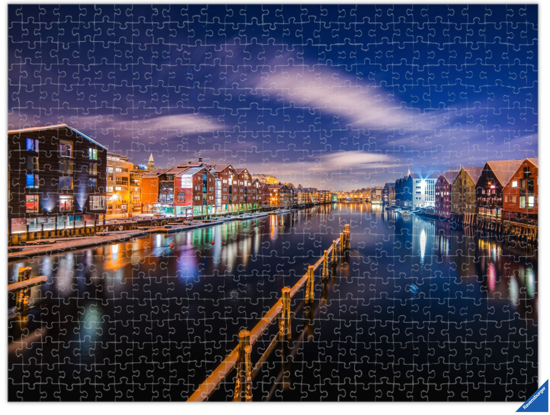 Trondheim Night From Bakke Bru (Photo Puzzle) - AZIZ NASUTI ART GALLERY