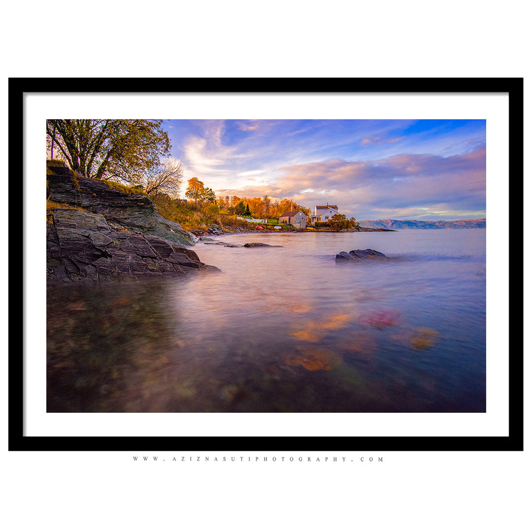 A Beautiful Autumn Sunset Over Trondheimfjorden From Ladestien Norway
