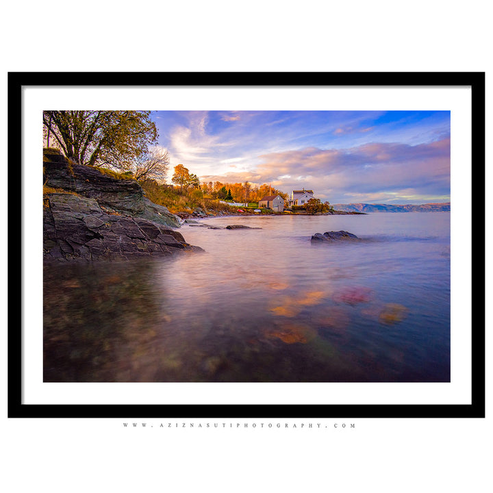 A Beautiful Autumn Sunset Over Trondheimfjorden From Ladestien Norway