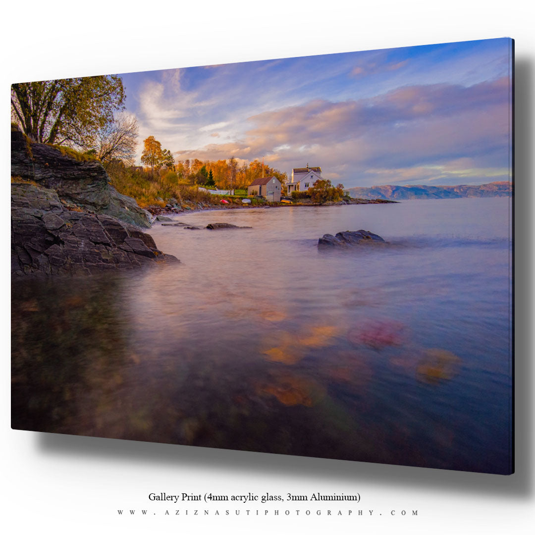 A Beautiful Autumn Sunset Over Trondheimfjorden From Ladestien Norway
