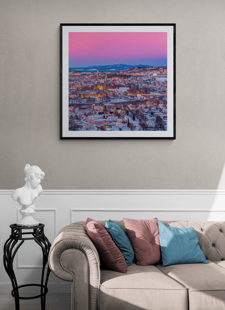 The Magic Pinkish/bluish Colors of Winter Over Trondheim