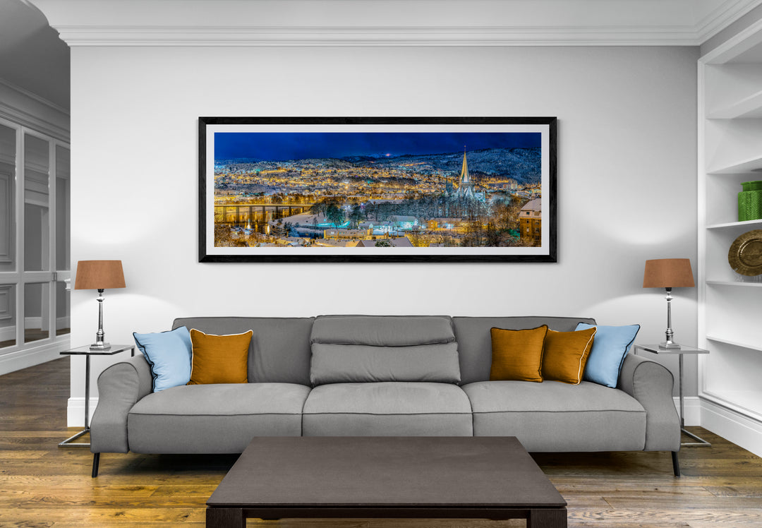 Trondheim Panorama In The Winter Time 160X60 (Limited Edition)