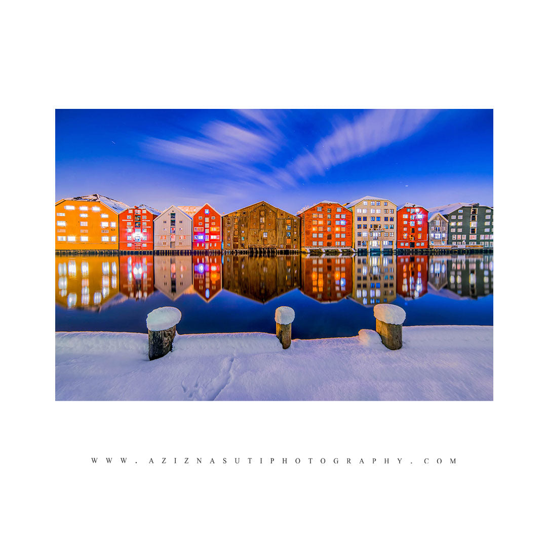 A Beautiful Snowy Mood of Trondheim Brygga - AZIZ NASUTI ART GALLERY