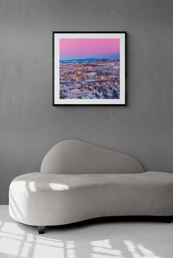 The Magic Pinkish/bluish Colors of Winter Over Trondheim
