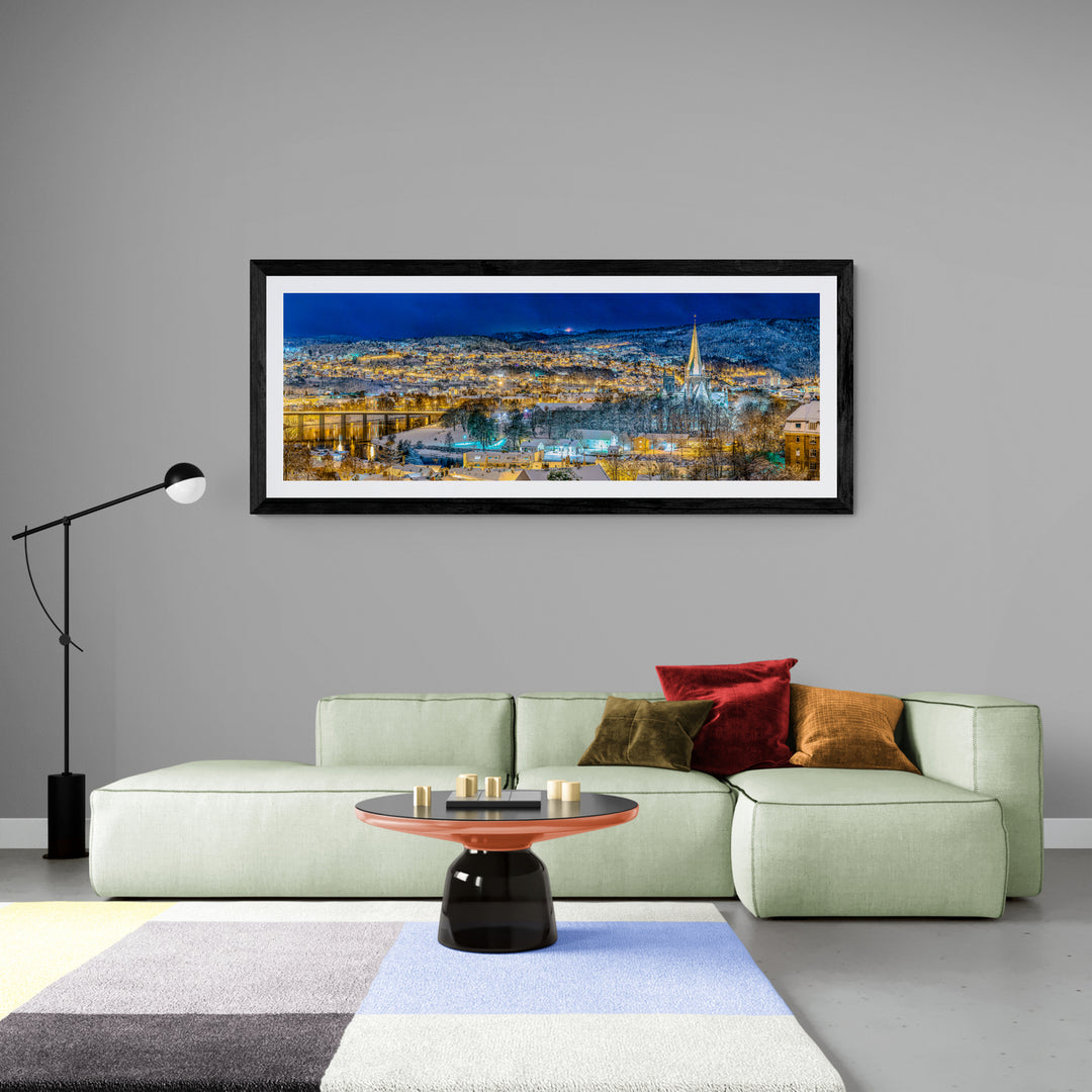 Trondheim Panorama In The Winter Time 160X60 (Limited Edition)