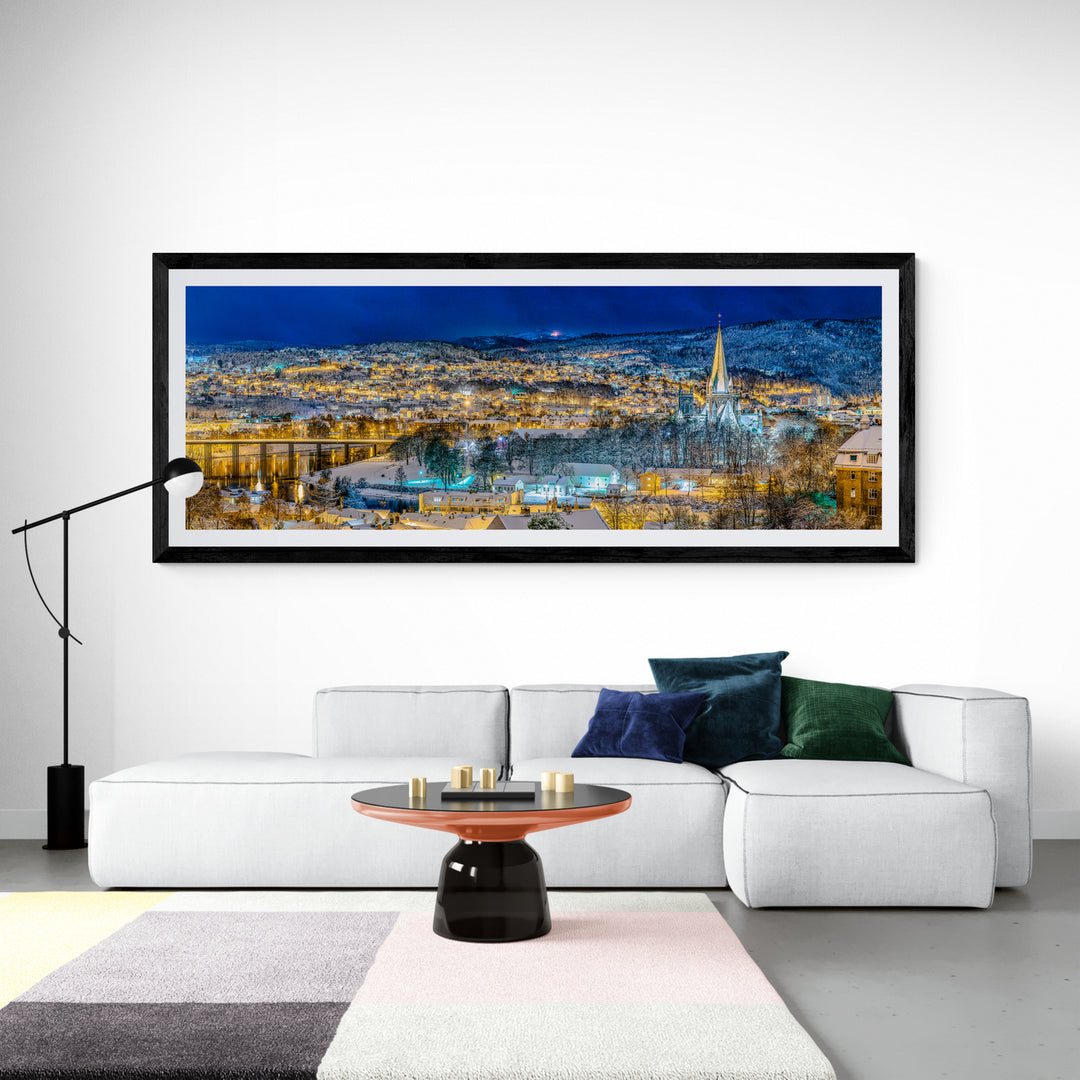 Trondheim Panorama In The Winter Time 160X60 (Limited Edition)