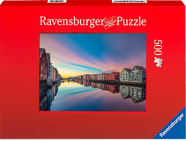 Trondheim midnattsolnedgang om sommeren (fotopuslespill)