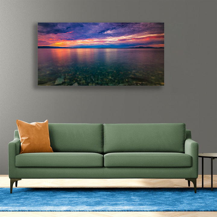 Sunset over the beautiful Trondheimsfjorden Panorama