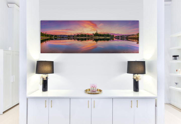 Fantastisk panorama over Nidelva, Nidarosdomen og Elgeseter bru (lerret)