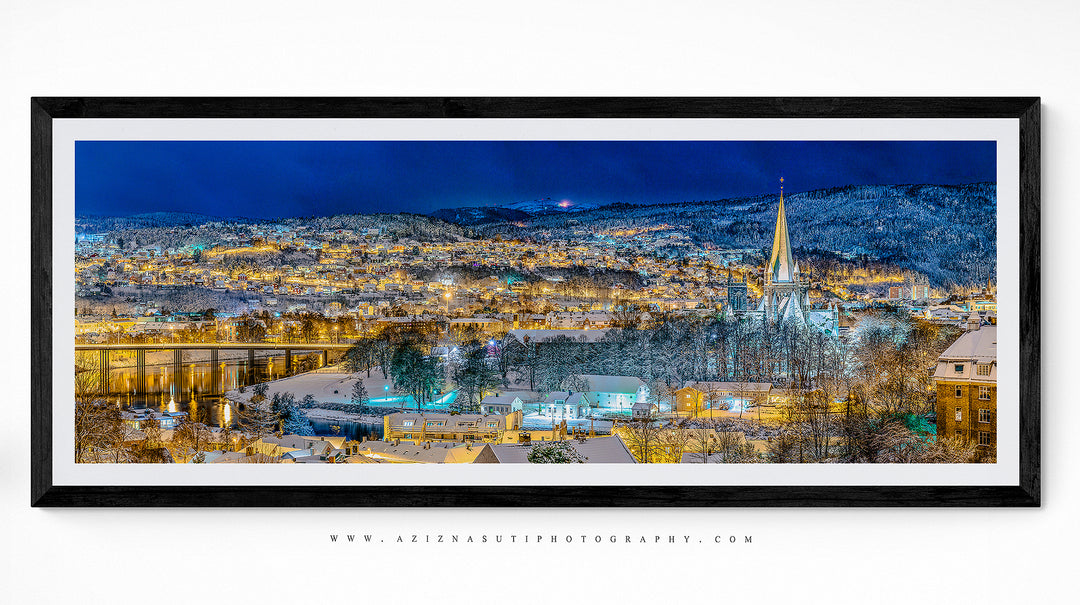 Trondheim Panorama In The Winter Time 160X60 (Limited Edition)