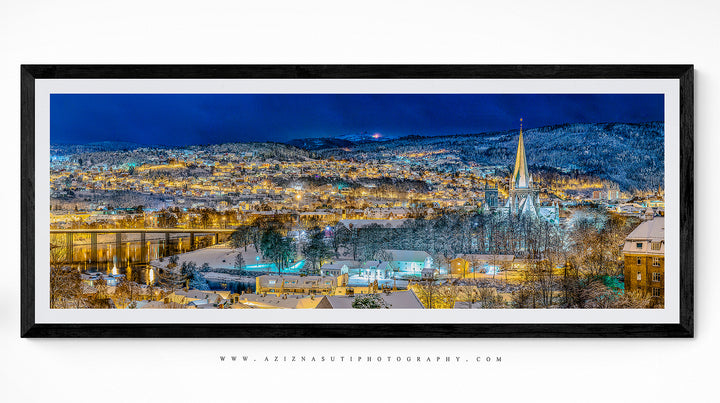 Trondheim Panorama In The Winter Time 160X60 (Limited Edition)