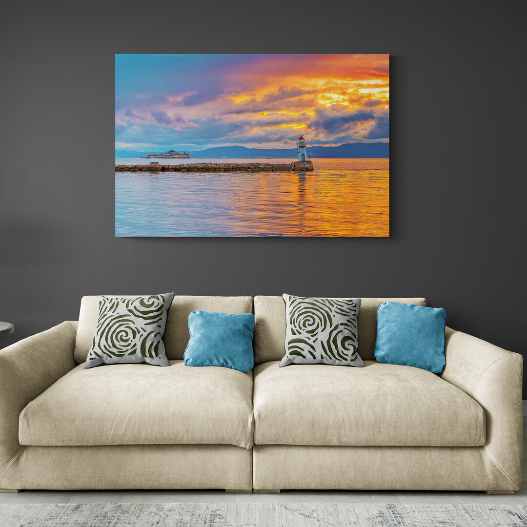 Ladelighthouse og Munkholmen Before The Storm (Canvas)