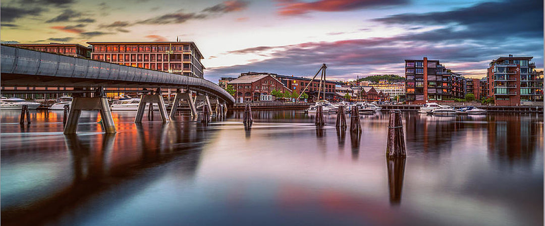 A Midnight Sunset Over Solsiden And Verftsbrua  (Coffee Mug) - AZIZ NASUTI ART GALLERY