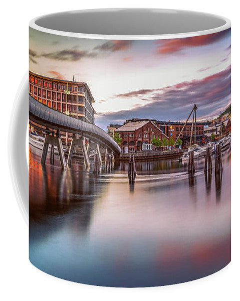 A Midnight Sunset Over Solsiden And Verftsbrua  (Coffee Mug) - AZIZ NASUTI ART GALLERY