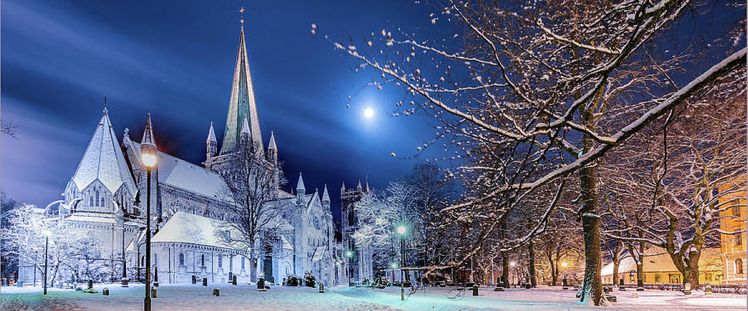 Nidarosdomen and Moon in a Beautiful Winter Mood (Coffee Mug) - AZIZ NASUTI ART GALLERY