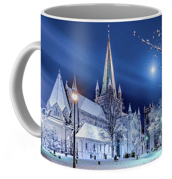 Nidarosdomen and Moon in a Beautiful Winter Mood (Coffee Mug) - AZIZ NASUTI ART GALLERY