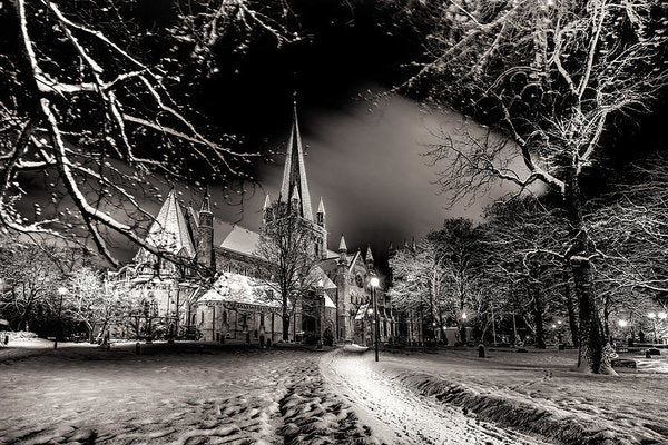 Nidarosdomen in a beautiful winter night - AZIZ NASUTI ART GALLERY