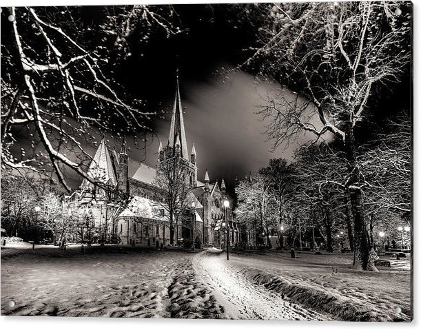 Nidarosdomen in a beautiful winter night - AZIZ NASUTI ART GALLERY