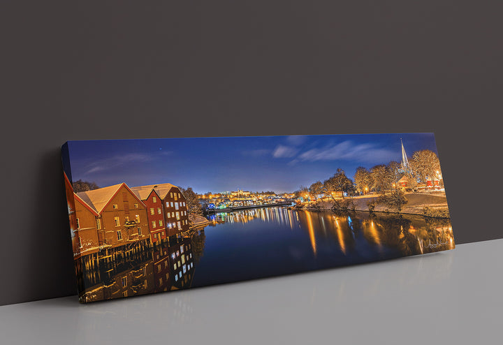 Trondheim winter night from gamlebybro towards the NTNU on Canvas (3 sizes) - AZIZ NASUTI ART GALLERY